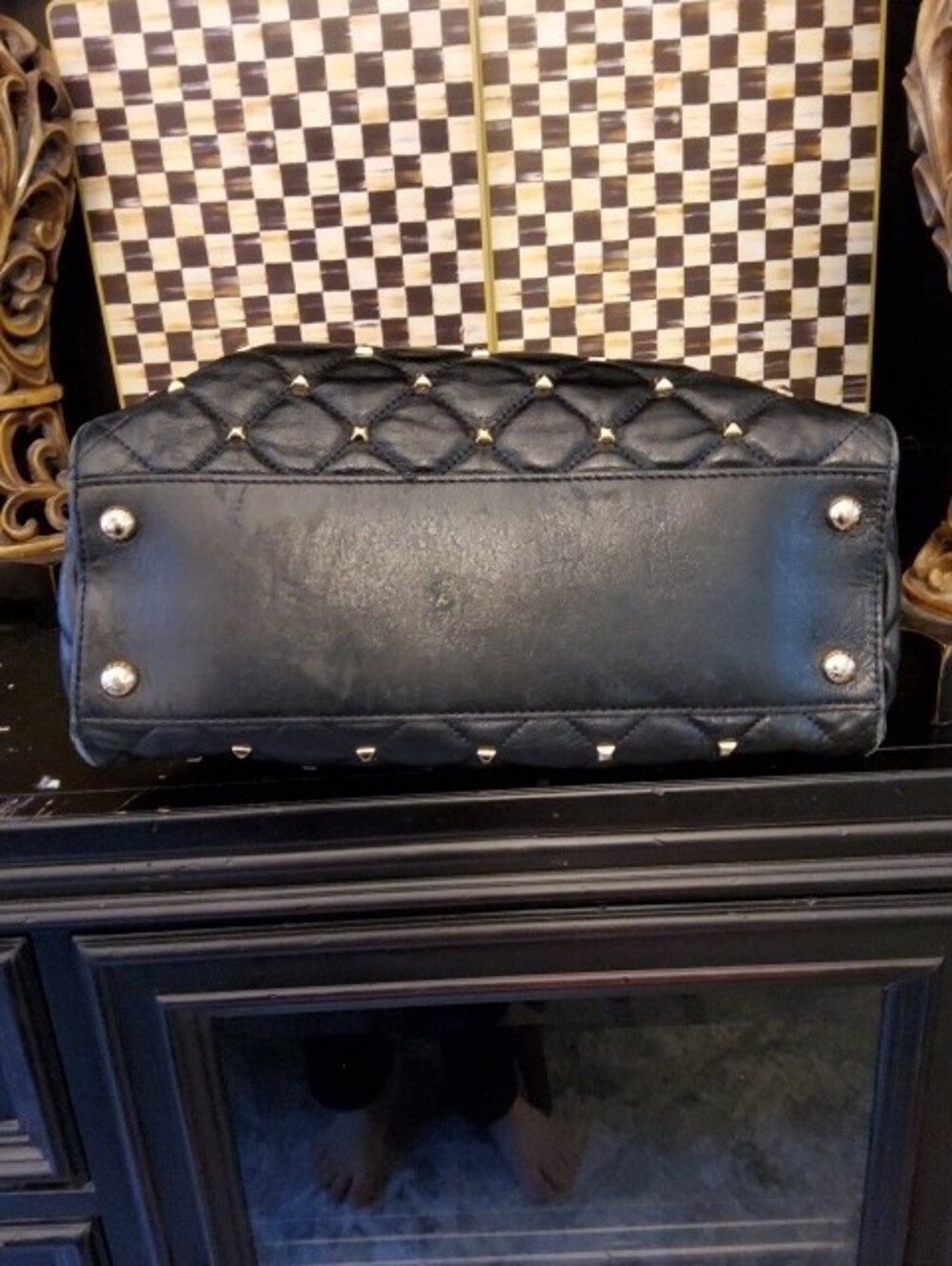 Michael Kors Black Quilted Hamilton Bag with Gold Studs - Picture 3 of 15